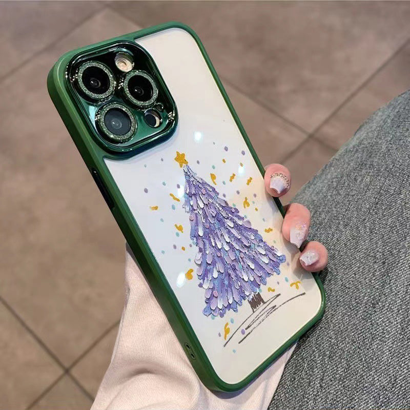 For iPhone 12 Pro TPU Christmas Tree Pattern Case Glitter Sparkle Camera Ring Phone Cover with Lens Film For iPhone 12 Pro TPU Christmas Tree Pattern Case Glitter Sparkle Camera Ring Phone Cover with Lens Film